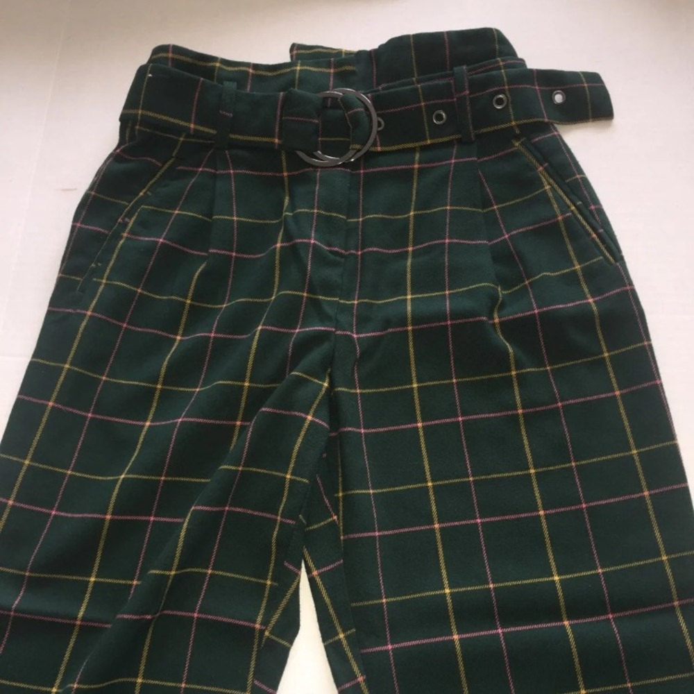 Topshop green checkered pants size 0